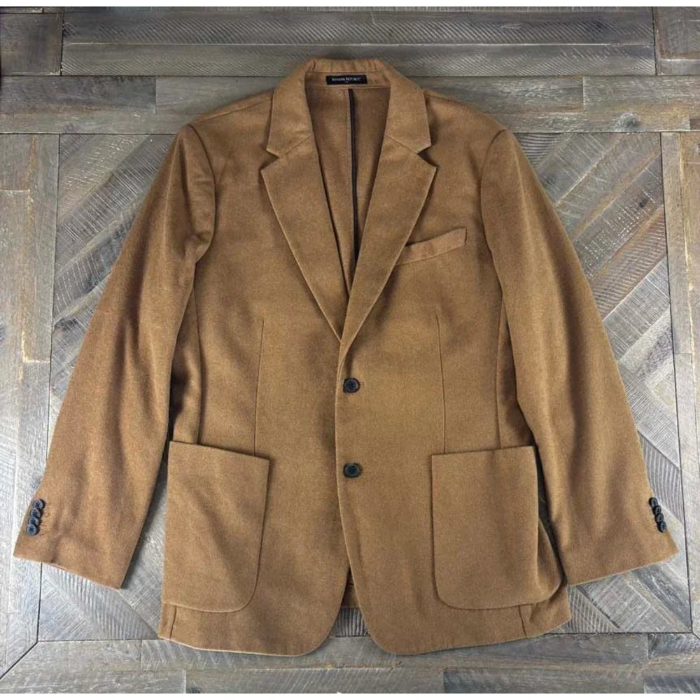 Banana Republic Mens Camel Brown Wool Blend Tailored Fit Blazer Sport Coat 44R